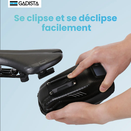 Sacoche Selle Velo Etanche 2L à dégagement Rapide. Rangement vélo Coque Rigide GADISTA