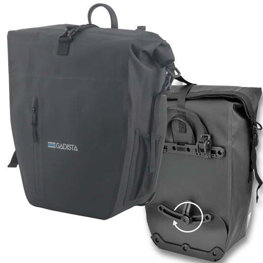 Sacoche Vélo 2-en-1 en TPU - Étanche, Légère et Universelle pour Porte-Bagage. Compartiment pour PC 17", se porte également en bandoulière ou à la main (L'unité)