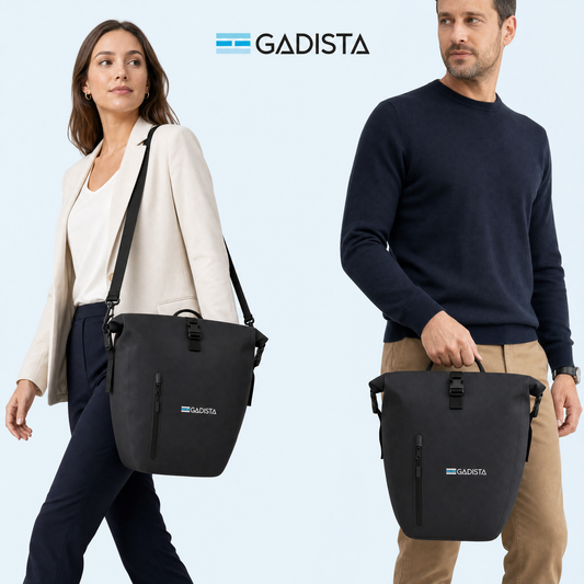 Sacoche Vélo 2-en-1 en TPU - Étanche, Légère et Universelle pour Porte-Bagage. Compartiment pour PC 17", se porte également en bandoulière ou à la main (L'unité)
