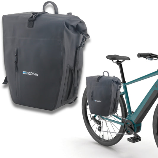 Sacoche Vélo 2-en-1 en TPU - Étanche, Légère et Universelle pour Porte-Bagage. Compartiment pour PC 17", se porte également en bandoulière ou à la main (L'unité)
