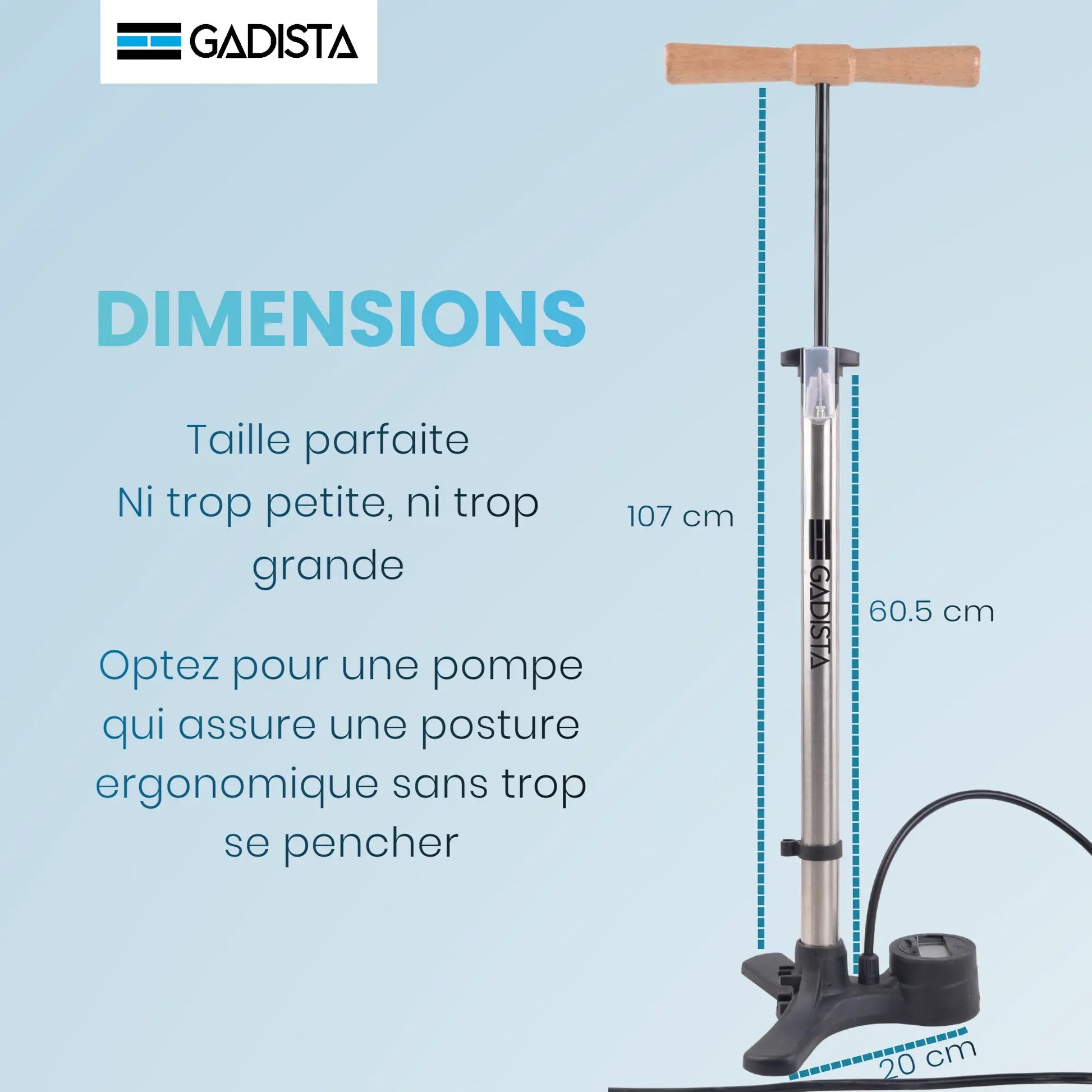 Pompe vélo manomètre digitale 160 PSI GADISTA