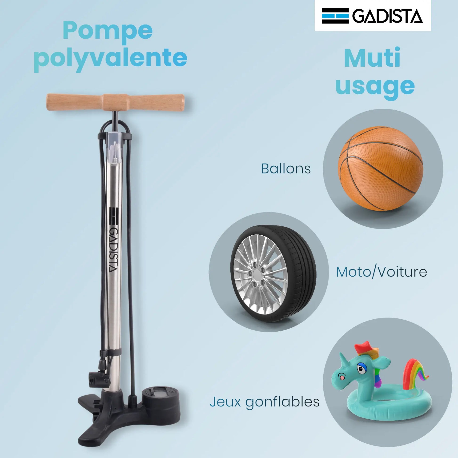 Pompe vélo manomètre digitale 160 PSI GADISTA