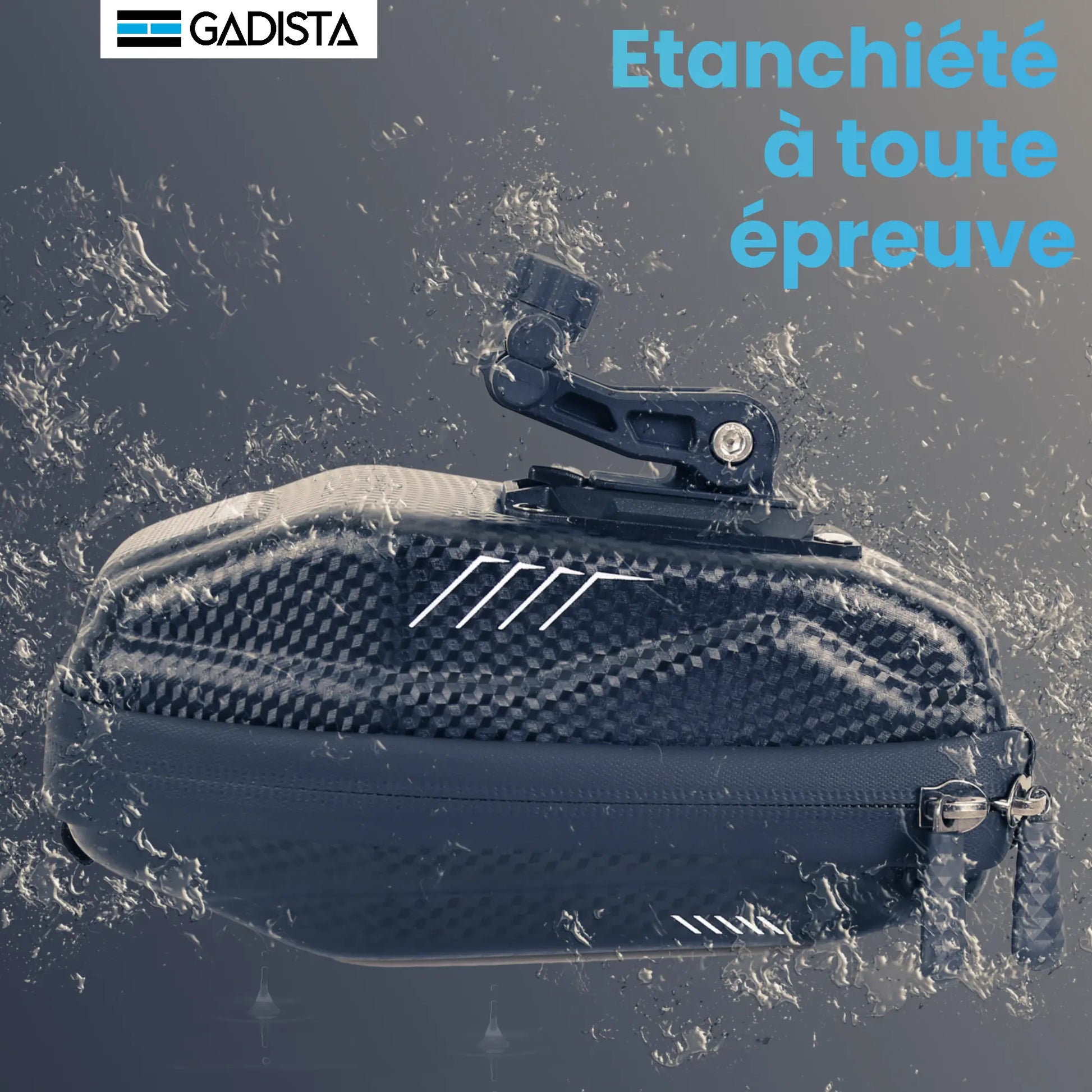 Sacoche Selle Velo Etanche 2L à dégagement Rapide. Rangement vélo Coque Rigide GADISTA