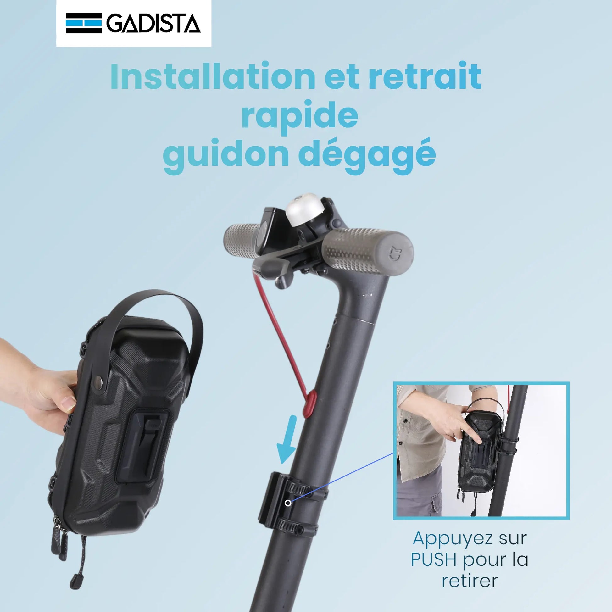 Sacoche Trottinette Electrique étanche 2L, Fixation innovante. Accessoires Trott GADISTA