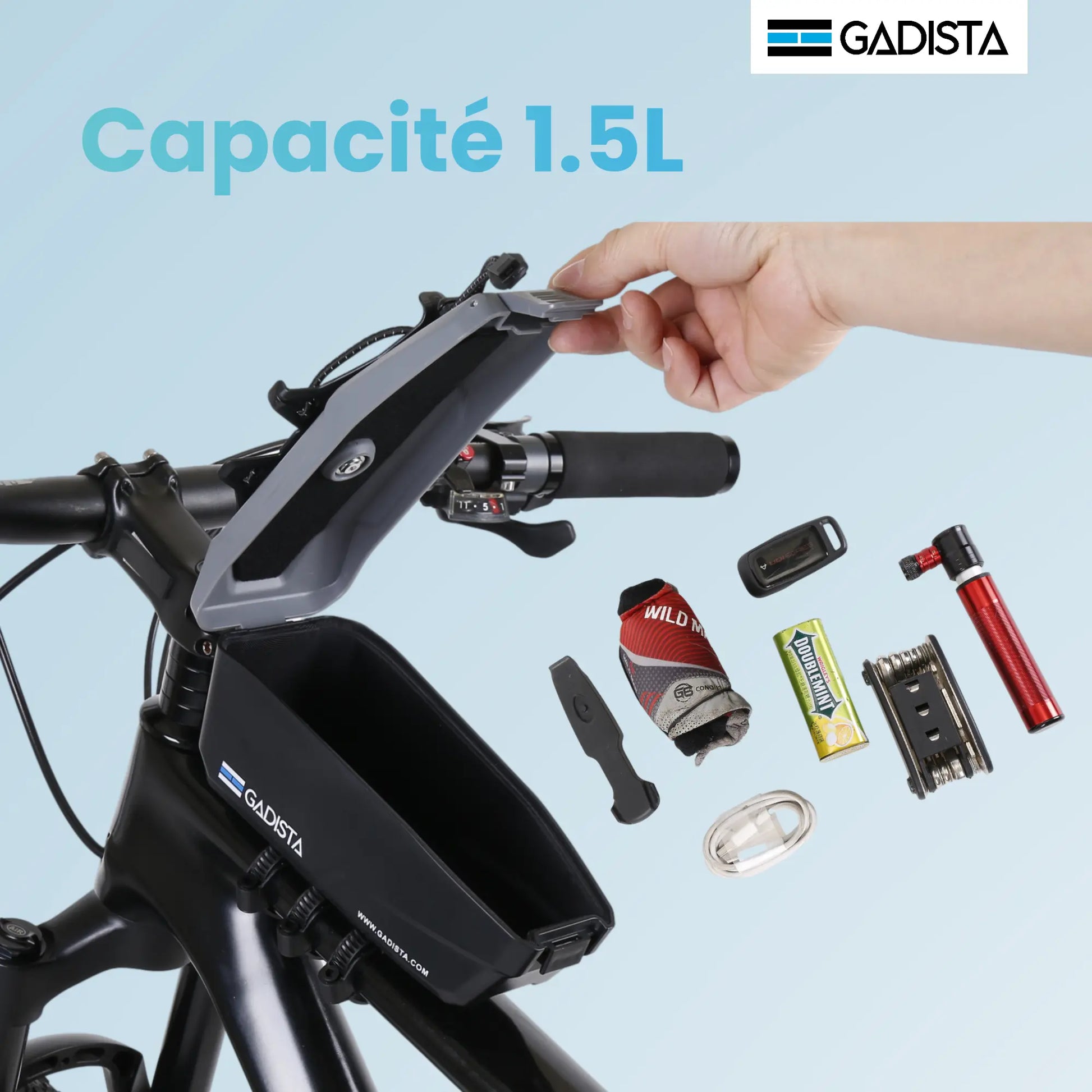 Support telephone velo 7 pouces avec Boîte à Gants Intégrée, Rotation 360° GADISTA